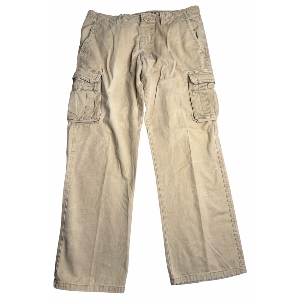 Machine Cargo Pants Mens 38x31 Khaki Utility Workwear Carpenter Faded